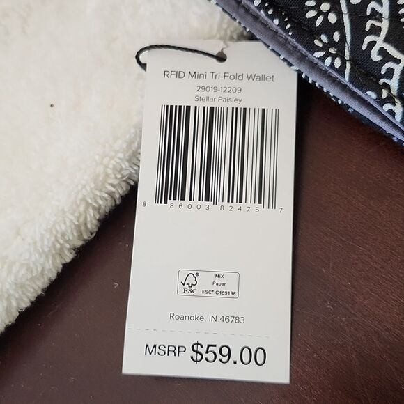 Vera Bradley RFID Mini Trifold Wallet Stellar Paisley - New - Picture 2 of 8